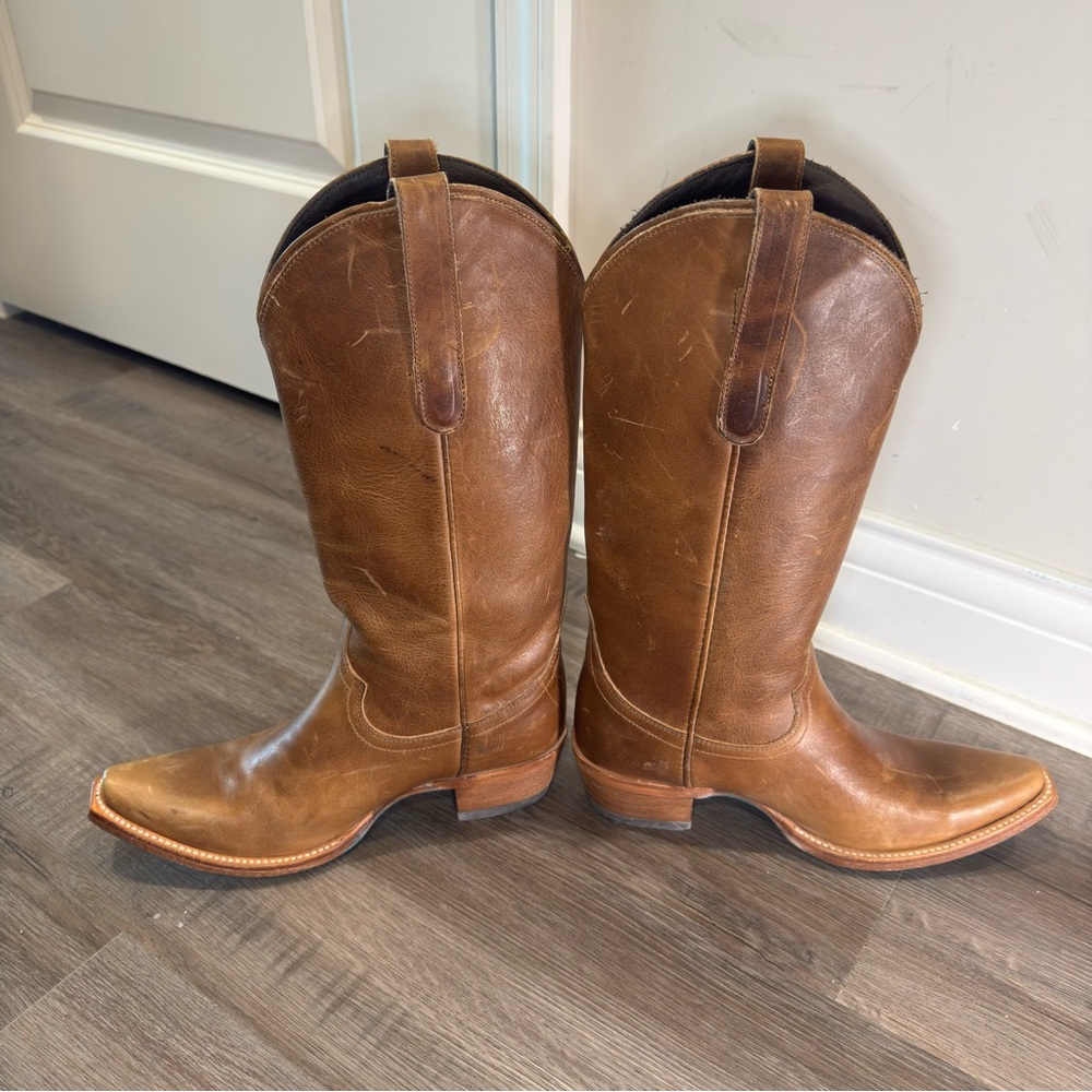 Lane Emma Jane Tall Western Leather Brown Boots - Picture 6 of 11